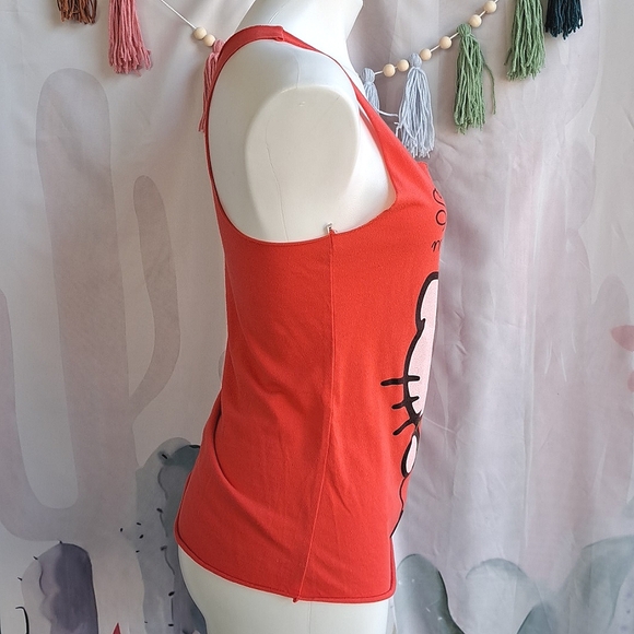 Y2k Sanrio Hello Kitty Eating Watermelon Summer Tank Top Coral Size S racerback - Picture 3 of 11